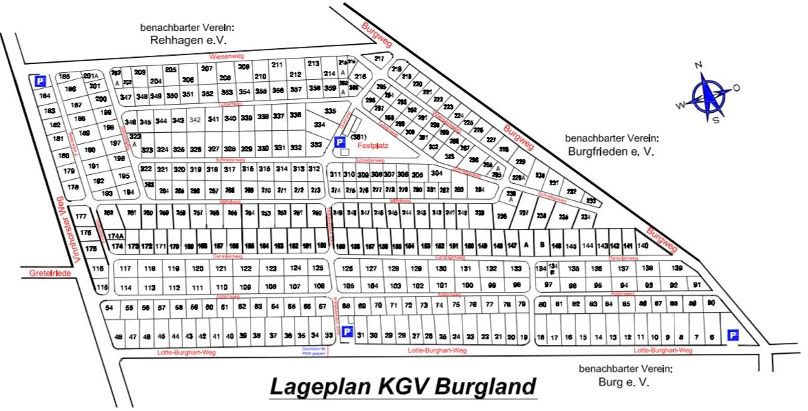 Kleingärtnerverein Burgland e.V. Gartenplan